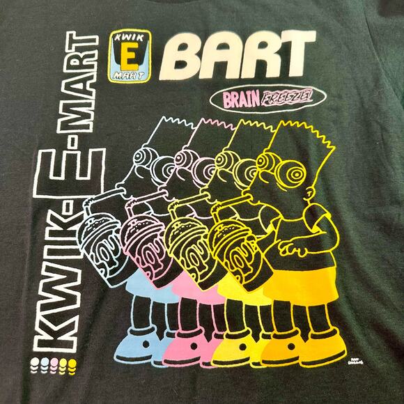 The Simpsons NWOT Large Cotton Bart Kwik-E-Mart Brain Freeze Neon T-Shirt - Picture 3 of 6